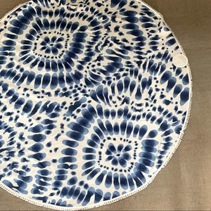 Enchante Round Beach Towel Blue Tie Dye 58” New